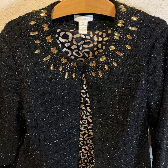 Chicos Rhinestone Collared Jacket size 0 - Picture 2 of 9